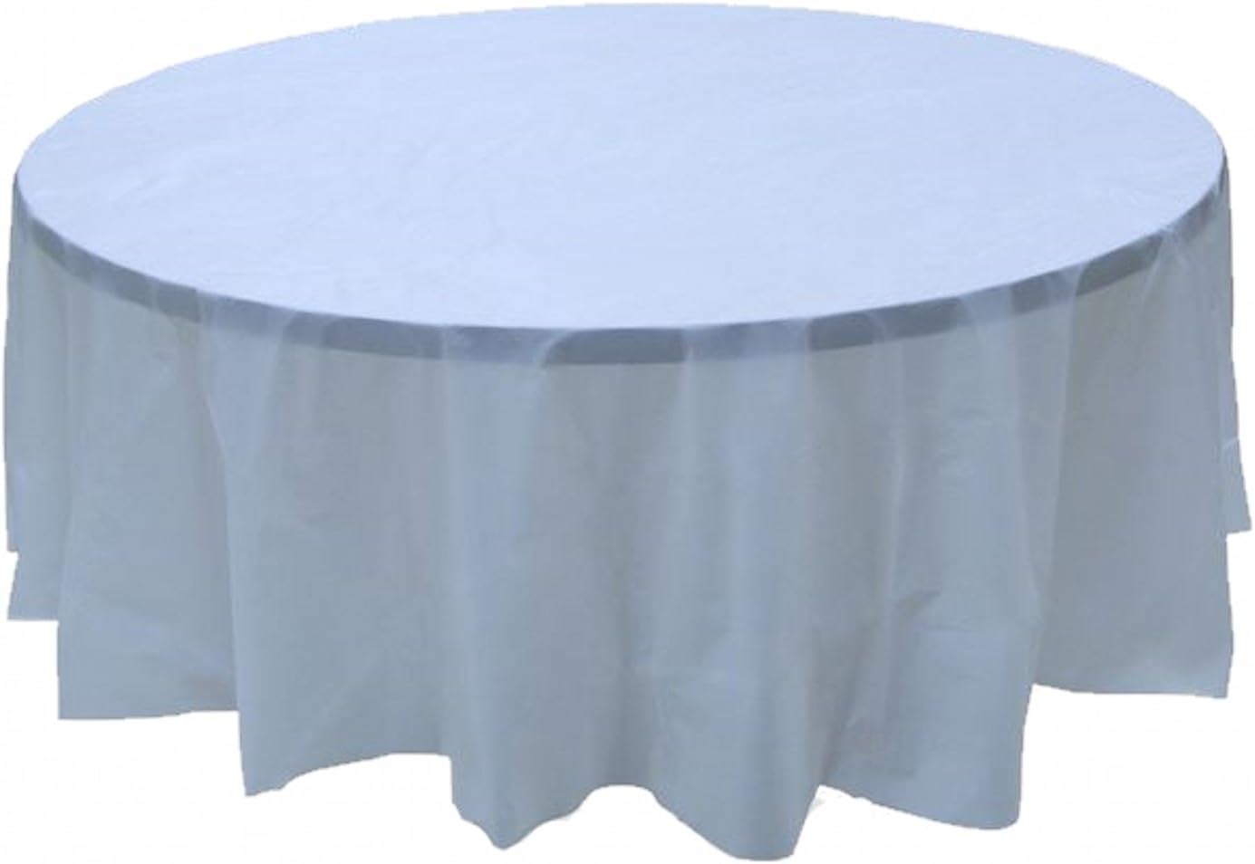 Party Favors Plus Light Blue Plastic Tablecloth 84 Inch Round with 2 Table Skirts 3 Piece Set