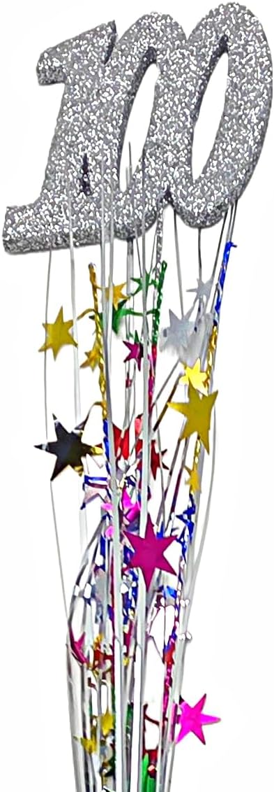 Multicolor Metallic Star 100th Birthday Spray Decorations, 3 Pieces
