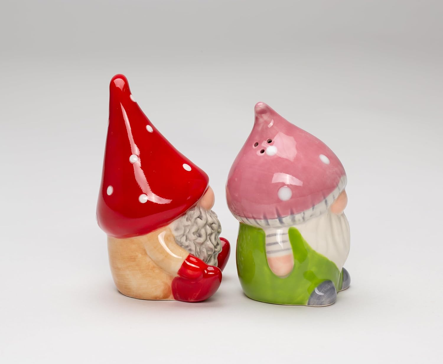Cosmos Gifts Fine Ceramic Forest Mushroom Gnomes Salt & Pepper Shakers Set 3-7/8" H