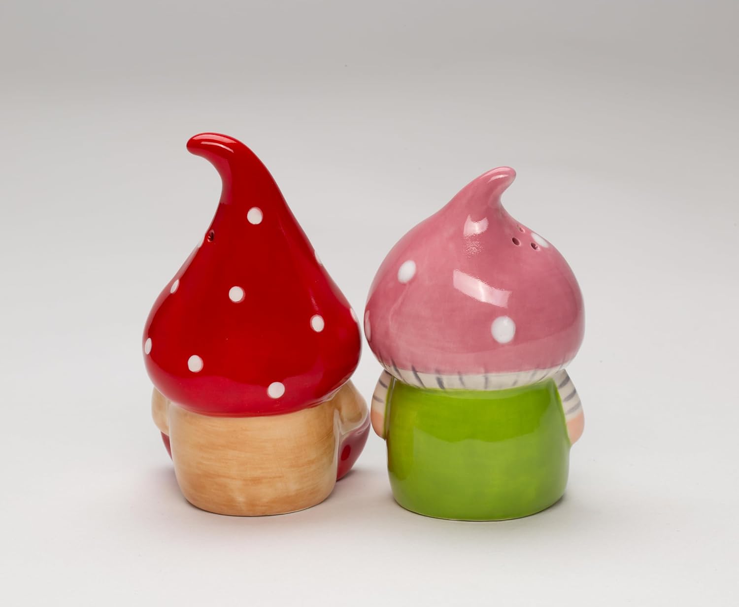 Cosmos Gifts Fine Ceramic Forest Mushroom Gnomes Salt & Pepper Shakers Set 3-7/8" H