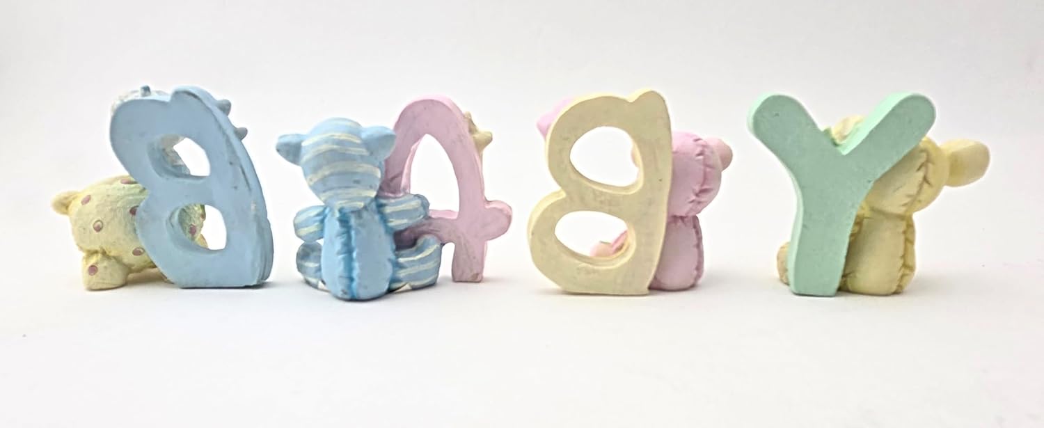 Party Favors Plus Polyresin Baby Letter Figurines Multicolor 4 Piece