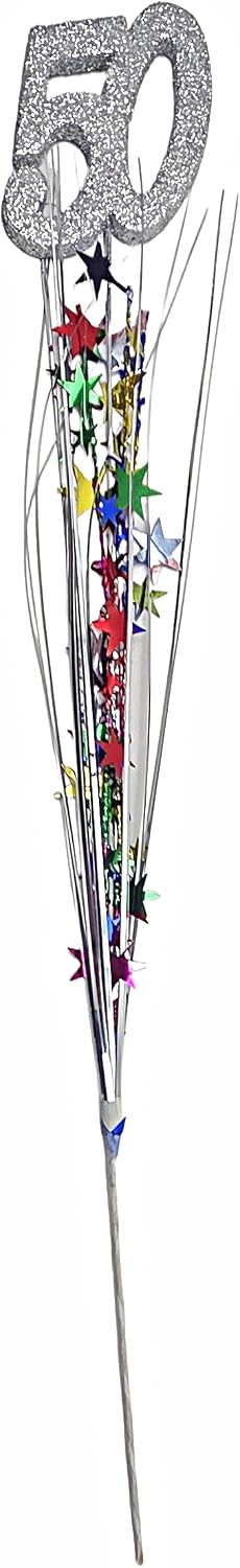 Multicolor Metallic Star Spray 50th Birthday Decorations, 3 Pieces