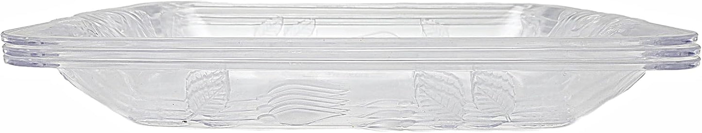 Party Favors Plus Plastic Serving Tray with Rose Embossed Floral Design Clear 8.5x12.75 Inch 3 Count