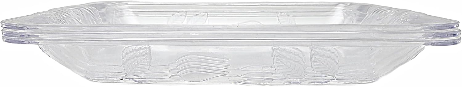 Party Favors Plus Plastic Serving Tray with Rose Embossed Floral Design Clear 8.5x12.75 Inch 3 Count
