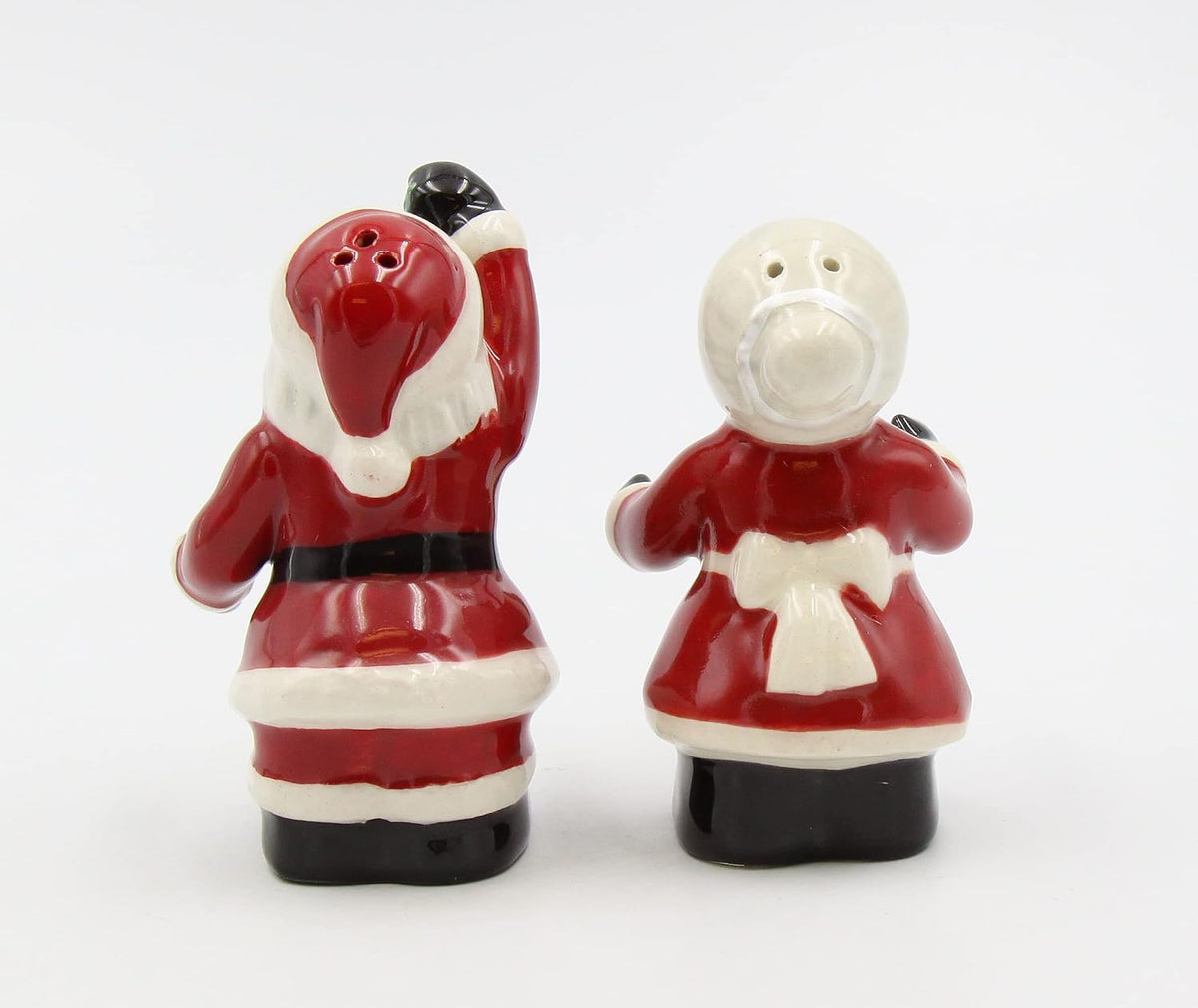 Cosmos Gifts Fine Ceramic African American Mr. & Mrs. Santa Claus Kissing Under Mistletoe Salt and Pepper Shakers Set of 2 3-3/8" H
