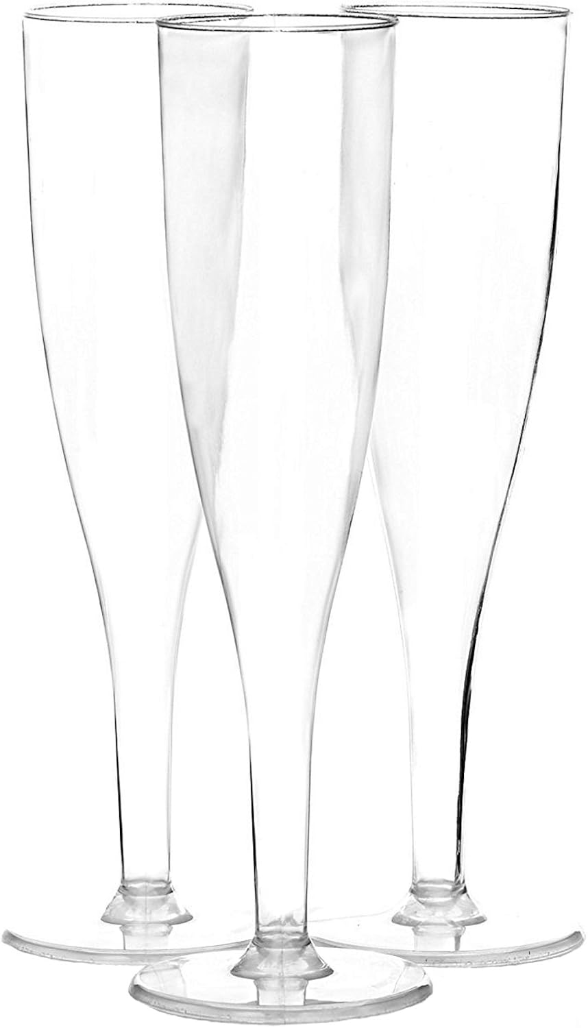 Party Favors Plus Clear Plastic Champagne Flutes 5 Oz 50 Count