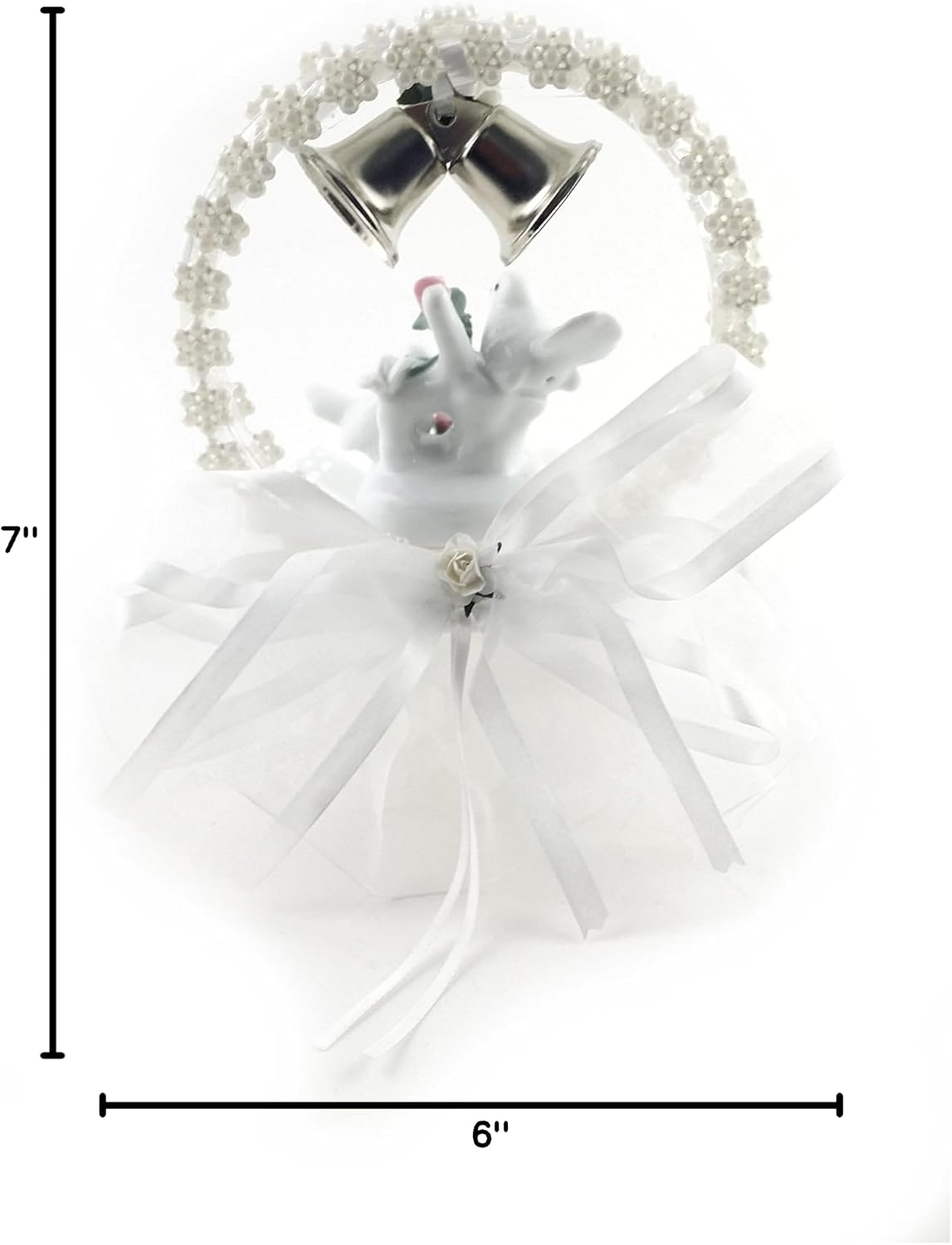 Party Favors Plus White Ceramic Love Doves and Roses Cake Topper 7 Inches