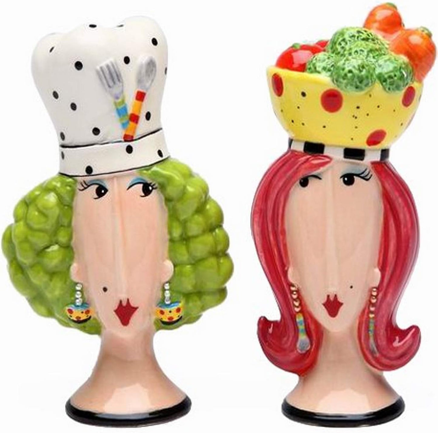 Appletree Design Chef and Lady Ceramic Salt and Pepper Shaker Set 3.88" H