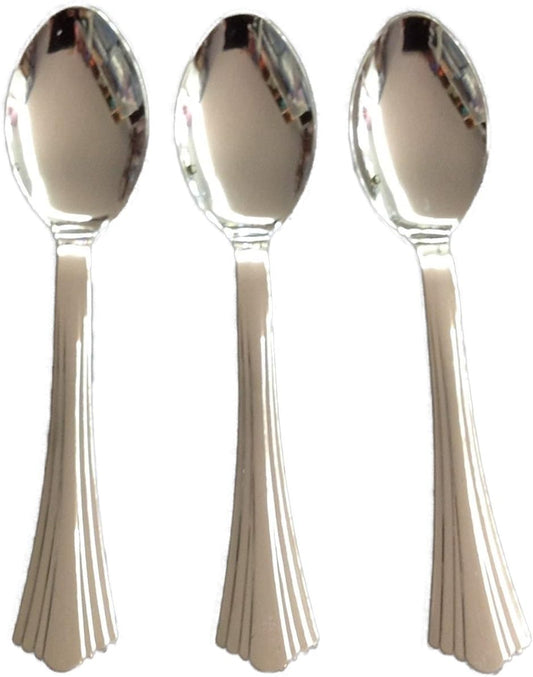 Party Favors Plus Plastic Silver Spoons Heavy Duty 50 Count