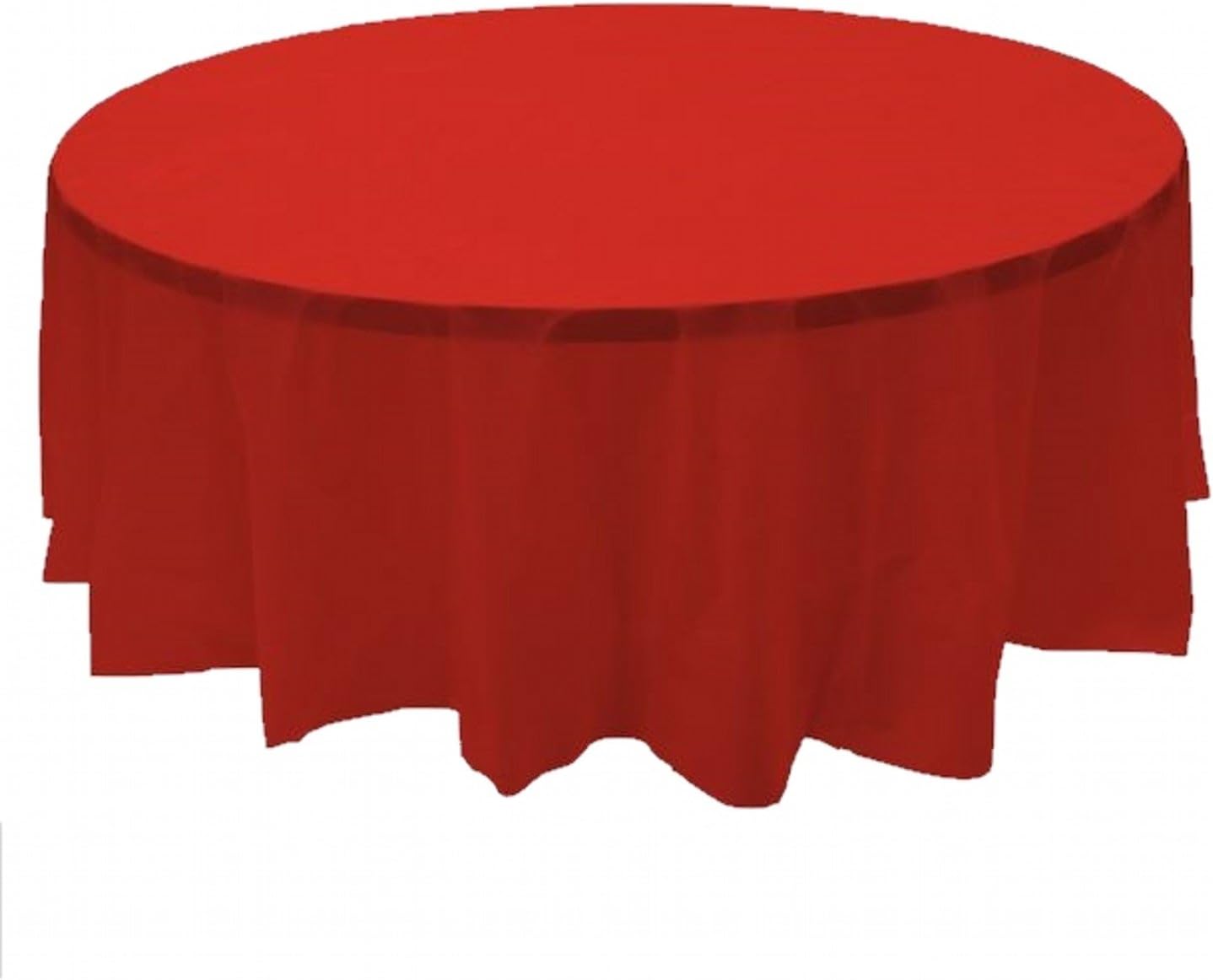 Party Favors Plus Red Plastic Tablecloth 84 Inch Round with 2 Table Skirts 3 Piece Set