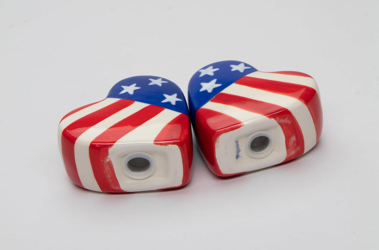 Cosmos Gifts Fine Ceramic Patriotic Hearts Salt & Pepper Shakers Set 2-1/2" H