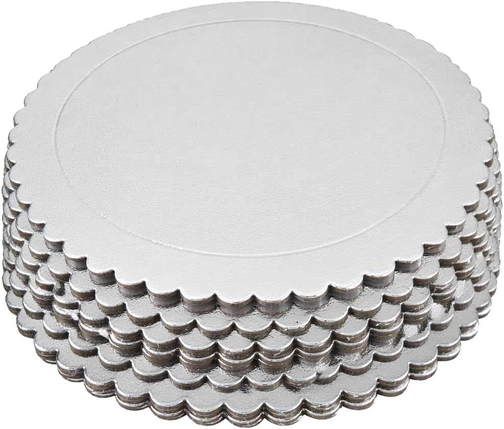 Party Favors Plus Round Cake Board Silver Scalloped 10 Inch 10 Count