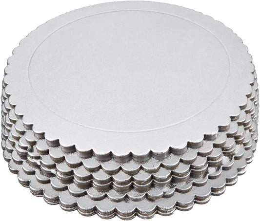Party Favors Plus Round Cake Board Silver Scalloped 10 Inch 10 Count