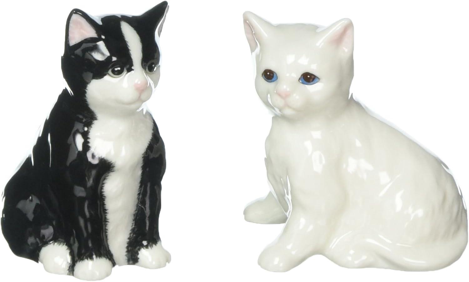 Cosmos Gifts Fine Ceramic Black and White Cats Salt and Pepper Shakers Set 2-7/8" H