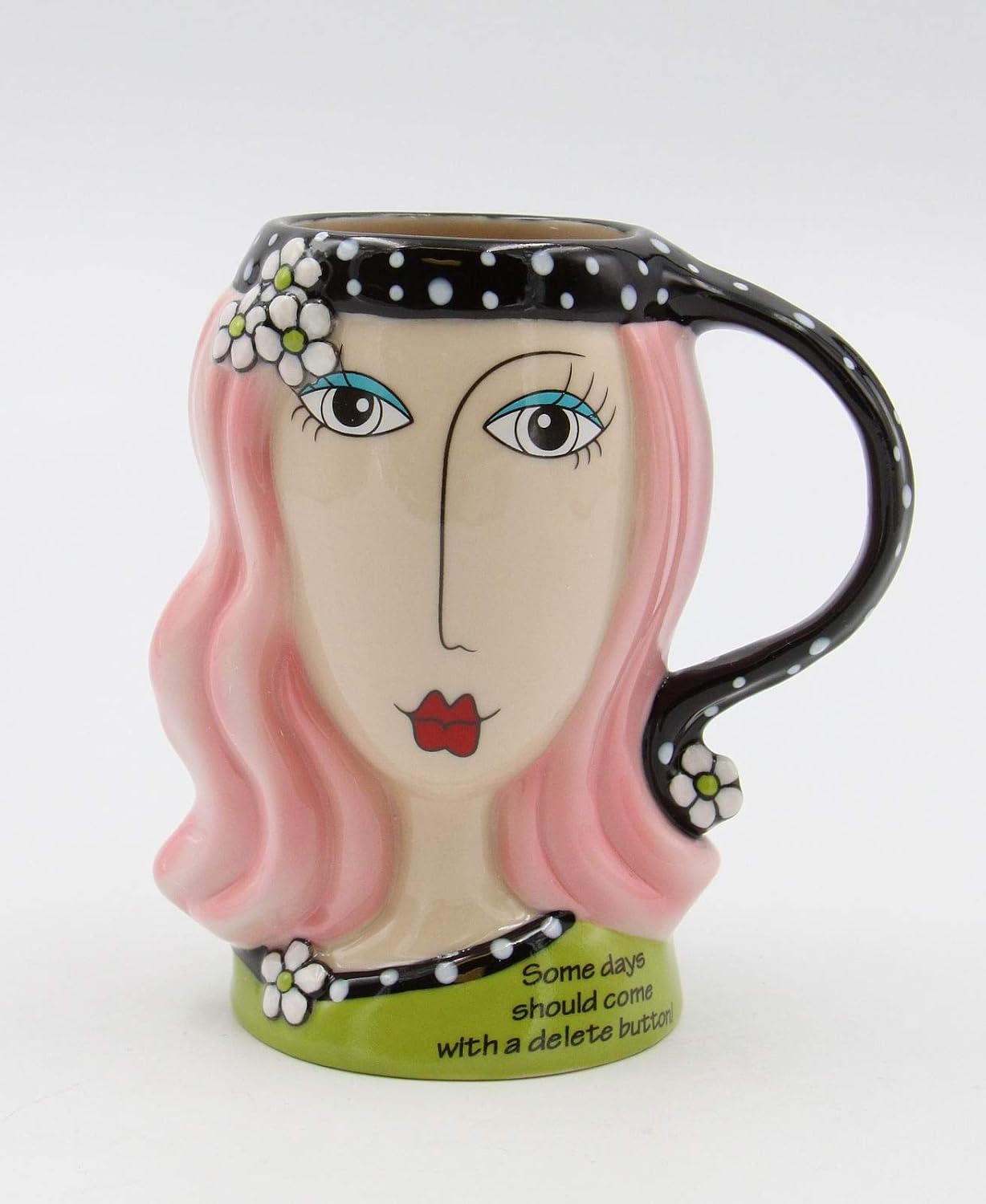 Cosmos Gifts Fine Porcelain Peace Hippie Lady with Daisy Flowers Bandana Headband Design Mug 5" H
