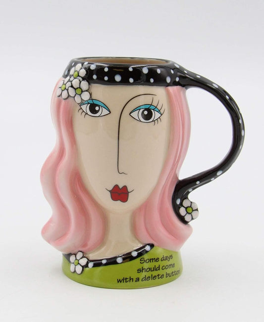Cosmos Gifts Fine Porcelain Peace Hippie Lady with Daisy Flowers Bandana Headband Design Mug 5" H