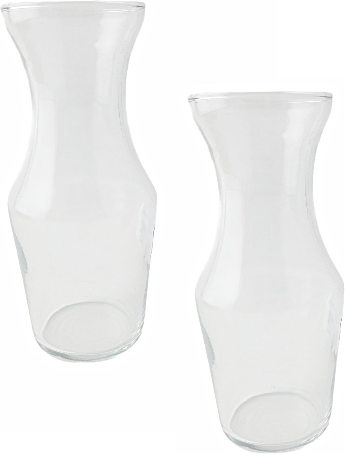 7.5 oz Clear Glass Mini Wine Carafe, Set of 2 | Hourglass Shape, Wide Mouth Opening, Flower Display, Transparent Body, Tapered Base