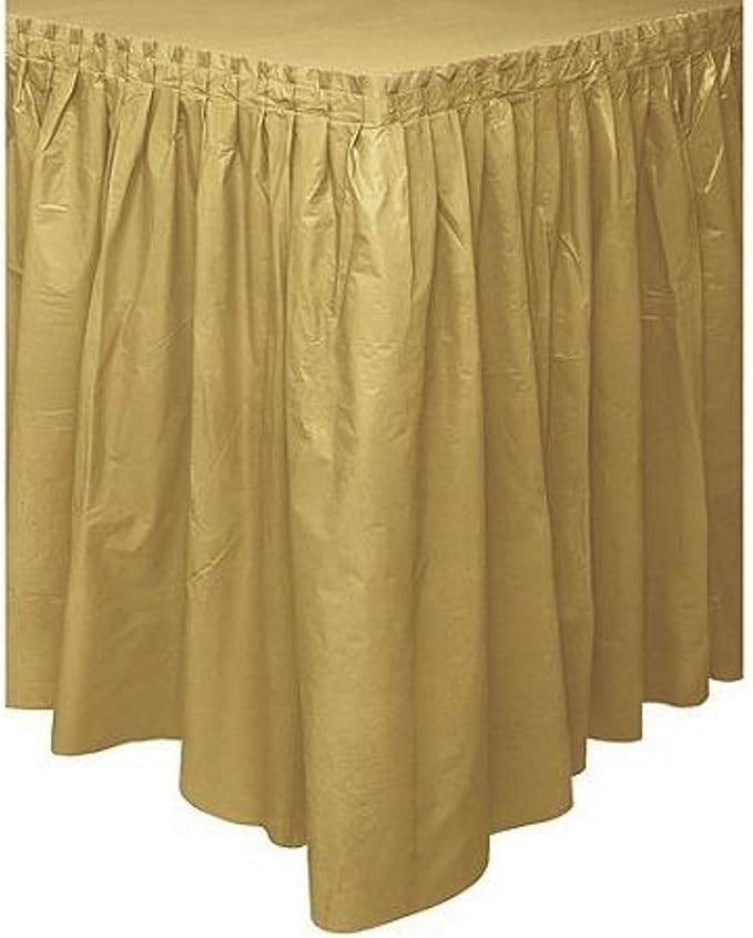 Party Favors Plus Metallic Gold Plastic Table Skirts 29 in x 13 Ft