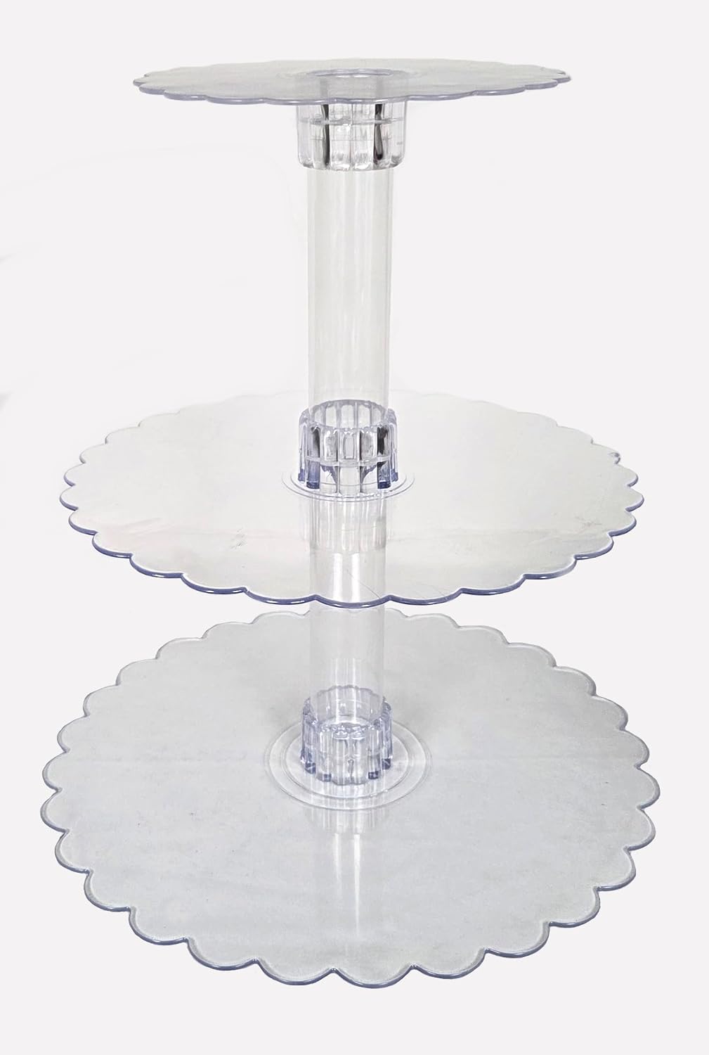 Party Favors Plus Clear Acrylic 3 Tier Cupcake Stand Scalloped Plates 14 12 8 Inch