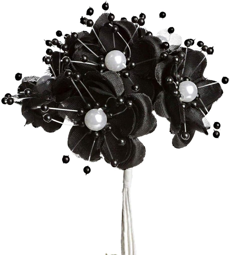 Party Favors Plus Satin Organza Flower Black 72 Count