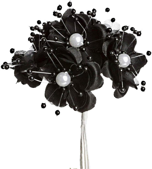 Party Favors Plus Satin Organza Flower Black 72 Count