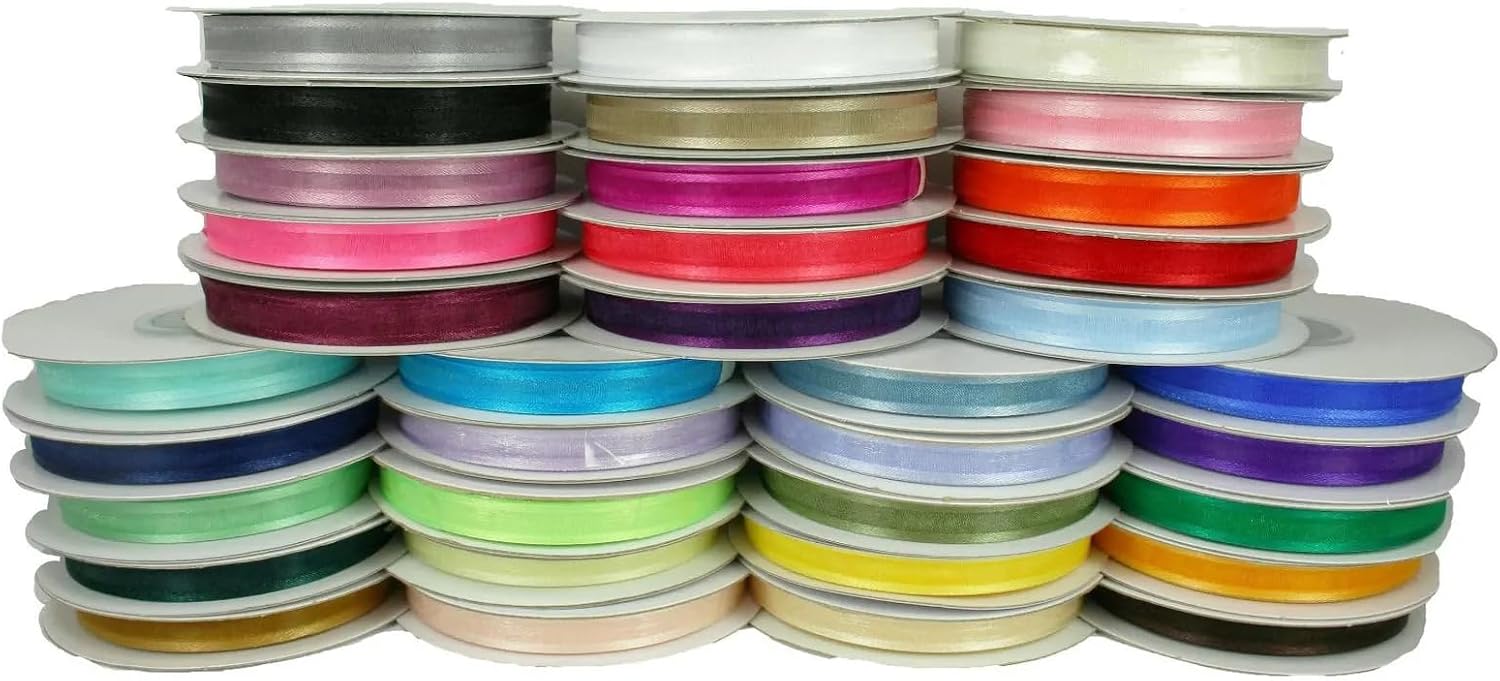 Party Favors Plus Silver Organza Satin Edge Ribbon 3/8in 50 Yards