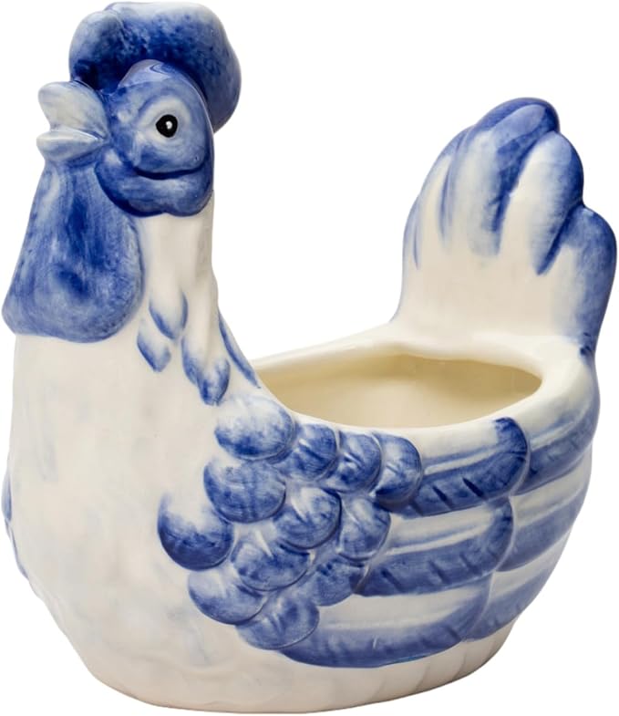 Cosmos Gifts Small Ceramic Dutch Blue Rooster Decorative Bowl 5-3/8" x 3-5/8" x 5-1/4" H 31997