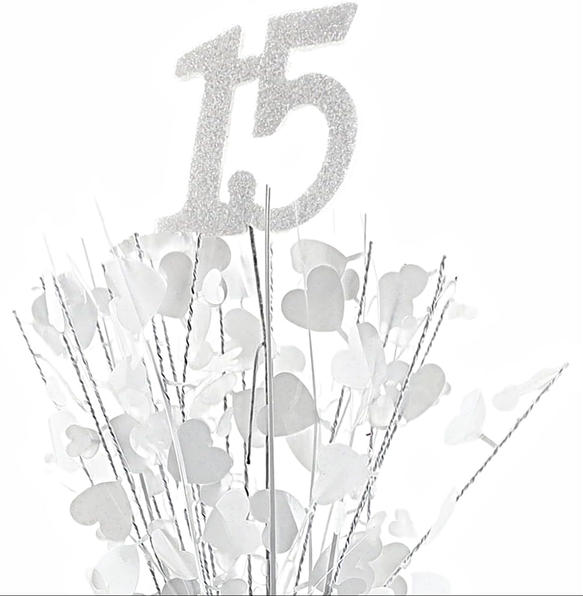 White 15th Birthday Balloon Weight Centerpieces, 2 Pieces