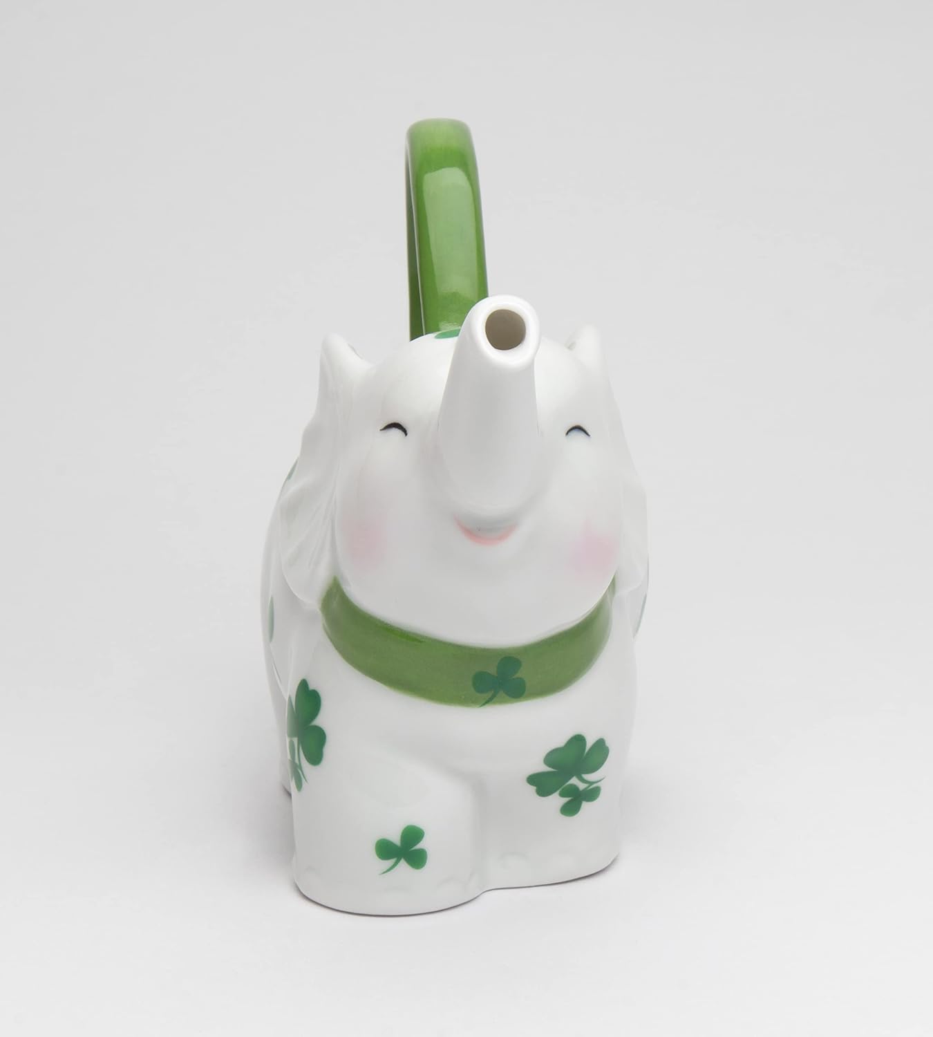 Cosmos Gifts Fine Porcelain Shamrock Lucky Elephant Teapot 7.25 In Green