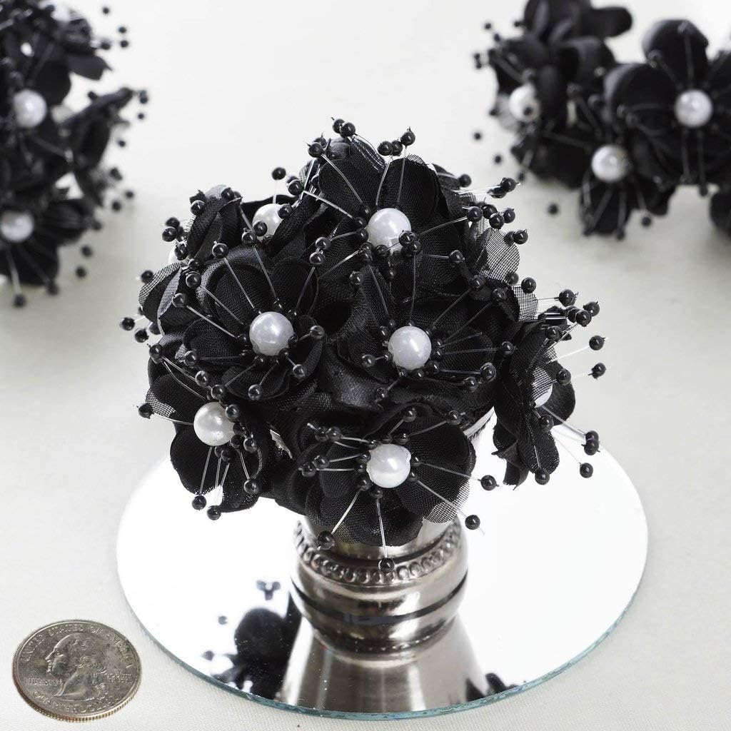 Party Favors Plus Satin Organza Flower Black 72 Count