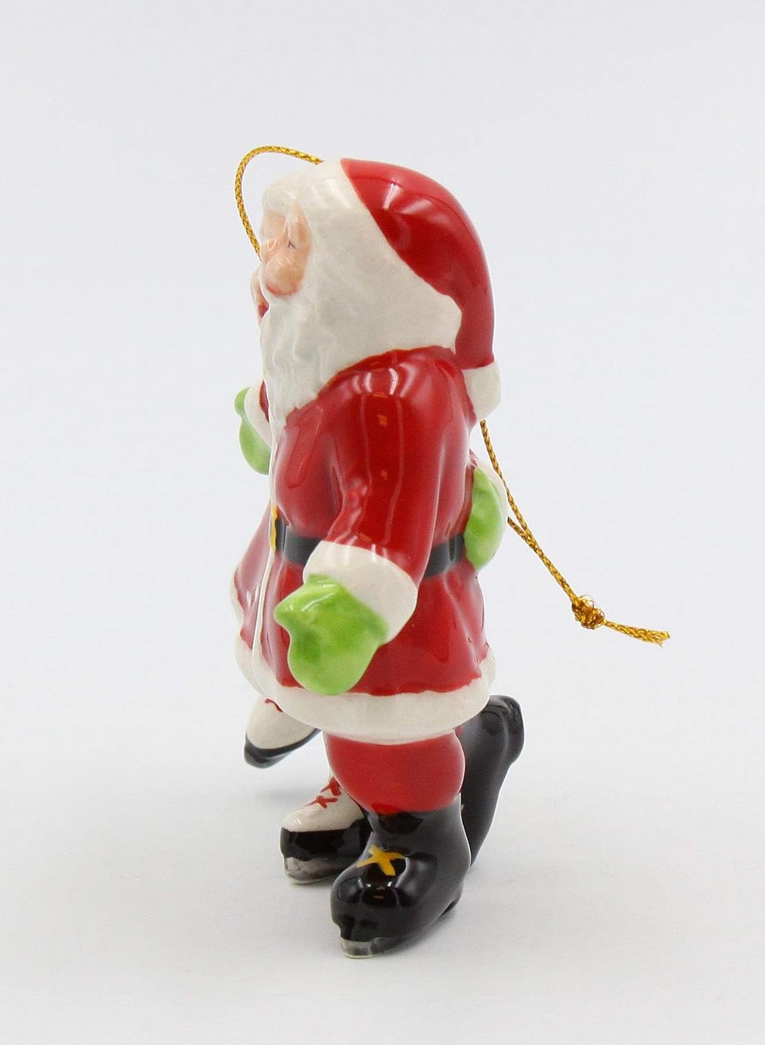 Cosmos Gifts Fine Ceramic Mr. & Mrs. Claus Ice Skating Ornament 3-5/8"