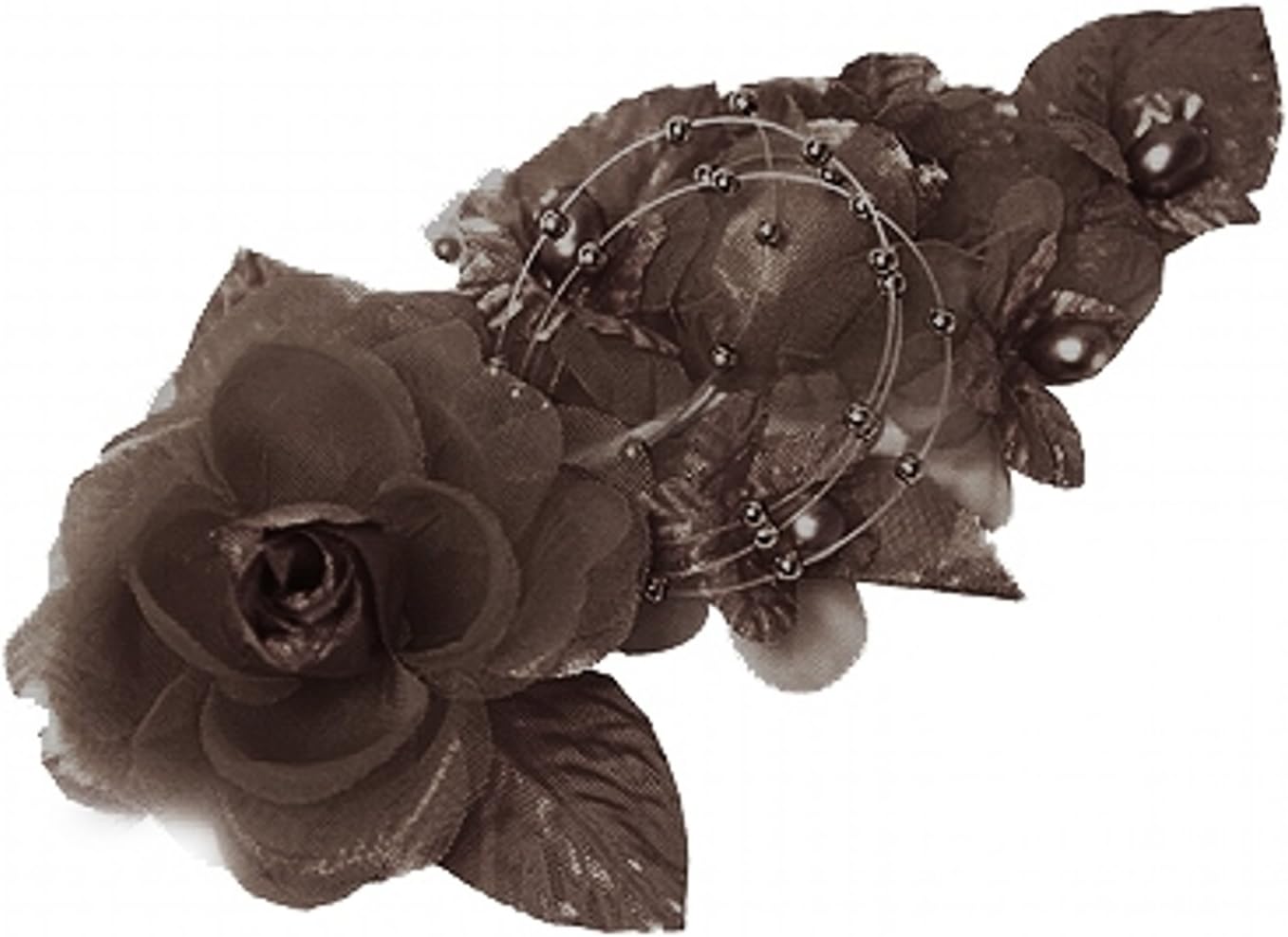 Party Favors Plus Black Silk Rose Pearl Organza Corsages 3 Count