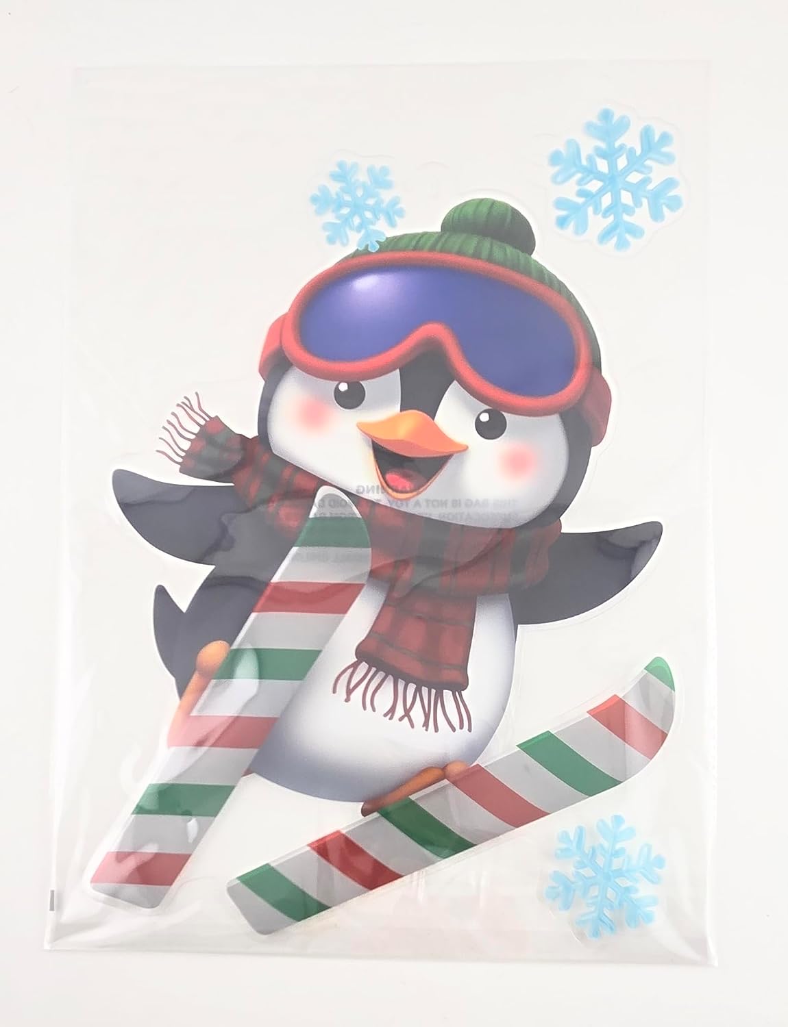 Multicolor Christmas Window Decorations with Suction Cups, 4 Pieces