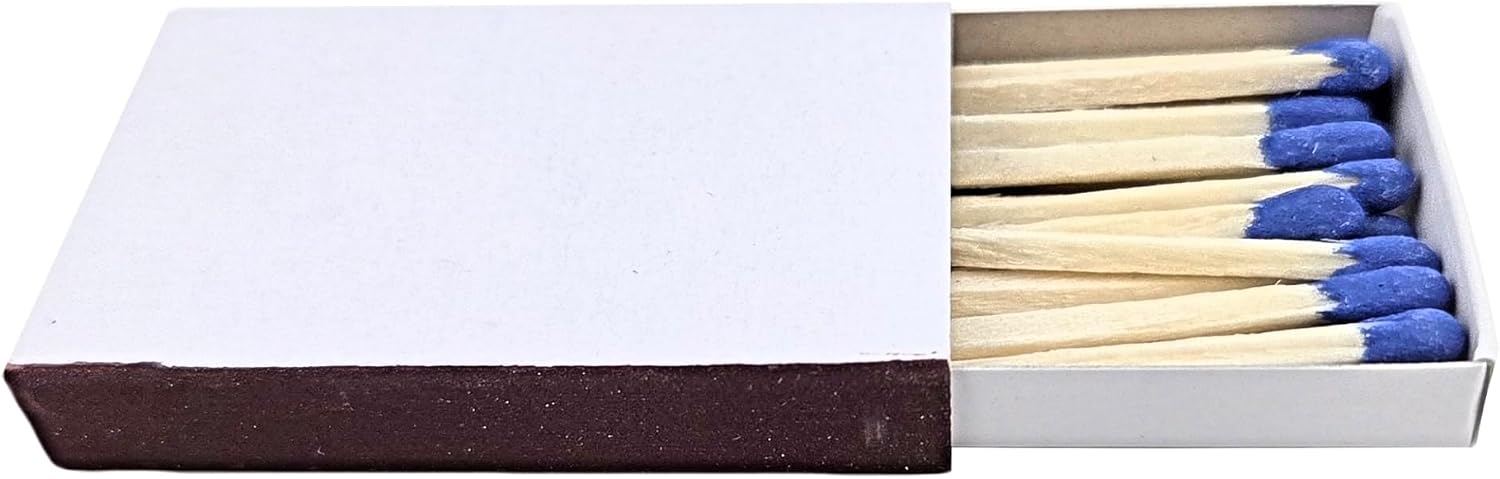 Party Favors Plus Wooden Matches White Box Royal Blue Tips 50 Count