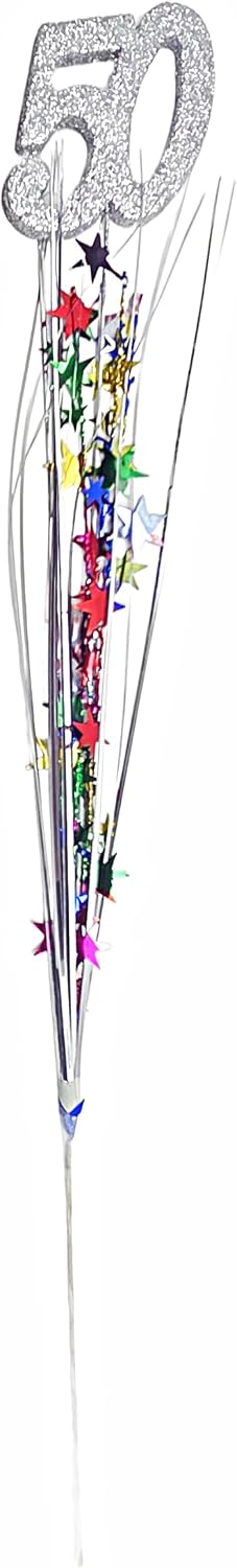 Multicolor Metallic Star Spray 50th Birthday Decorations, 3 Pieces