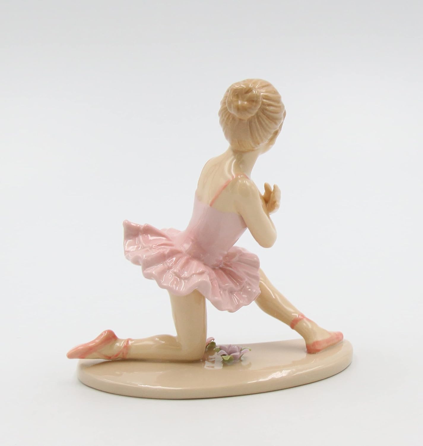 Cosmos Gifts Fine Porcelain Ballerina in Pink with Knee Down Ceramic Figurine 4-1/2" H