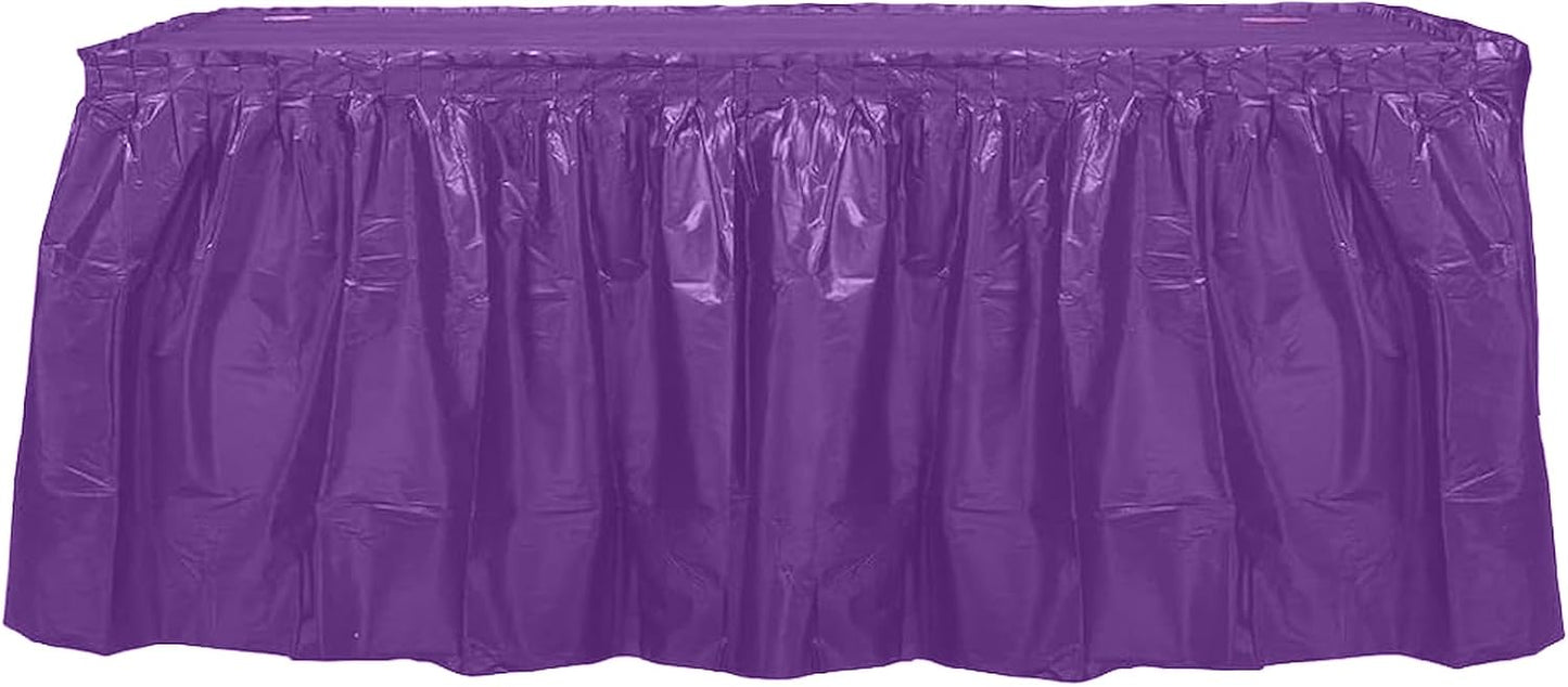 Party Favors Plus Purple Plastic Rectangular Tablecloth with Table Skirt 54x108 Inch 2 Piece Set