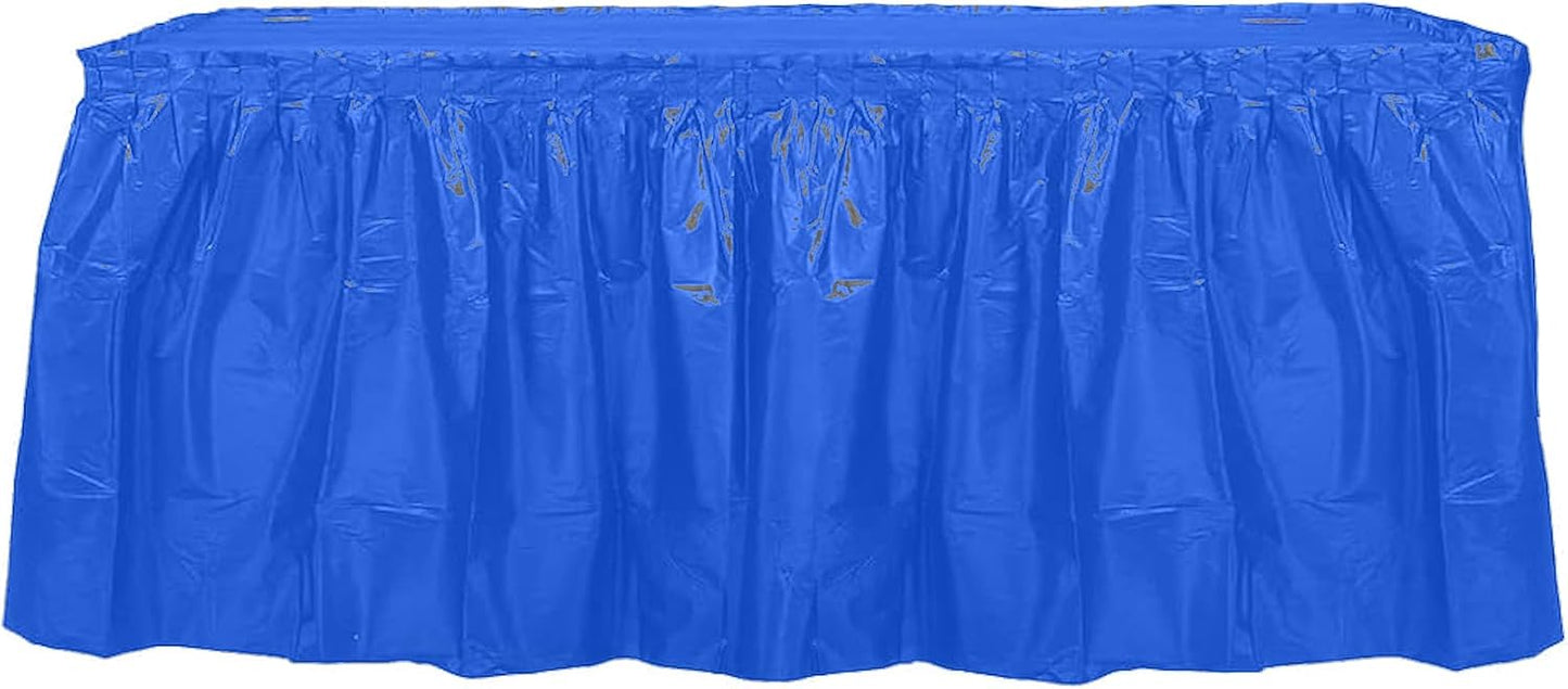 Party Favors Plus Royal Blue Plastic Rectangular Tablecloth With Matching Table Skirt 54x108 Inches 29 Inch Drop 2 Count