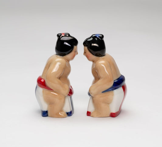 Cosmos Gifts Fine Porcelain Sumo Wrestler Salt & Pepper Shaker Set 3 In