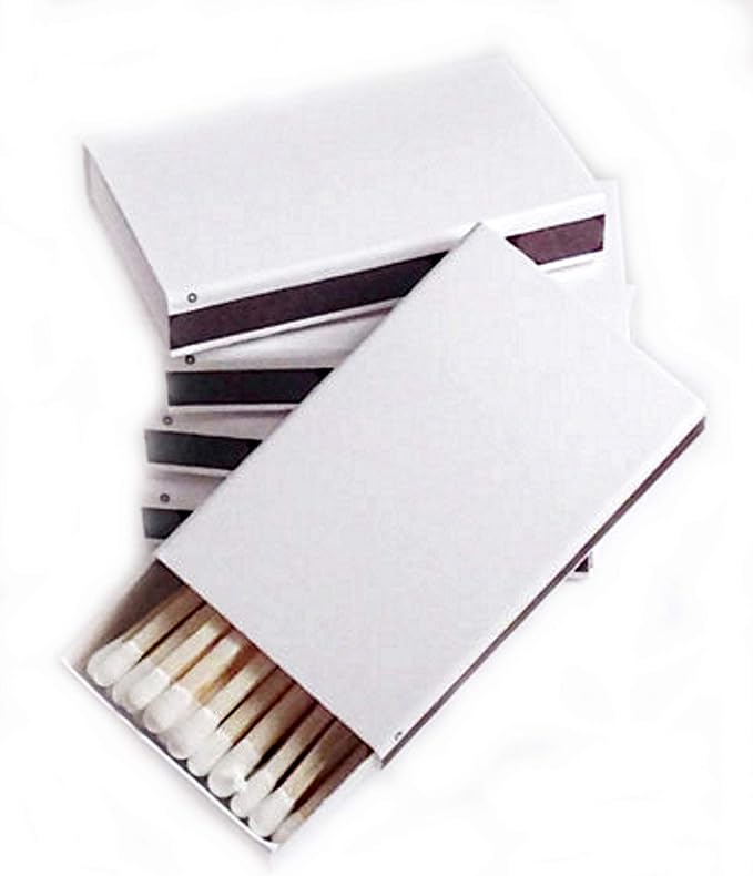 Party Favors Plus Plain White Cover Wooden Matches Box 50 Count