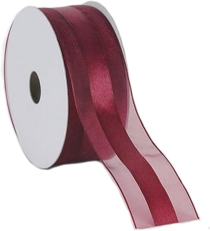 Party Favors Plus Burgundy Wine Organza and Satin Ribbon 1.5in 25 Yards