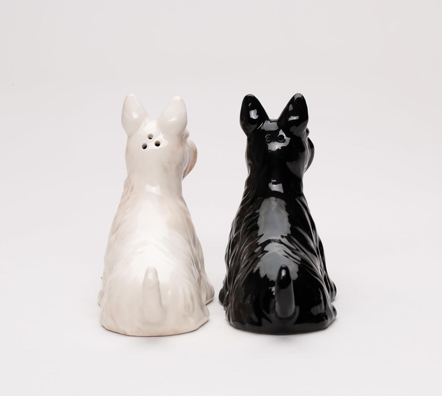 Cosmos Gifts Fine Ceramic Scottish Terrier Dogs Salt and Pepper Shakers Set 4" H Black White Beige