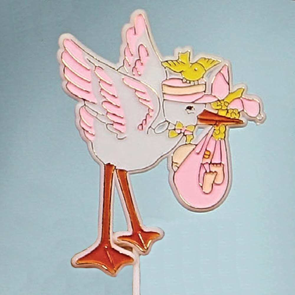 Party Favors Plus Plastic Stork in Flight Shower Favors Pink 12 Count