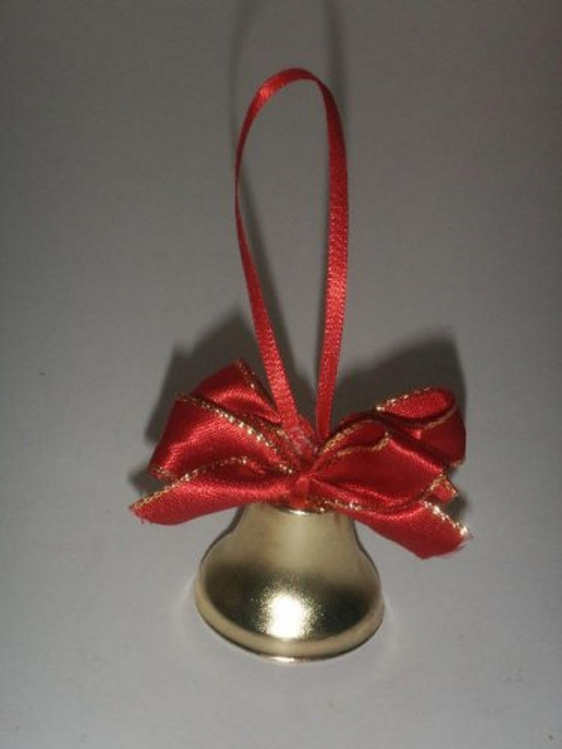 Party Favors Plus Metal Bell Christmas Ornament with 2 Red Satin Bows 6 Pack
