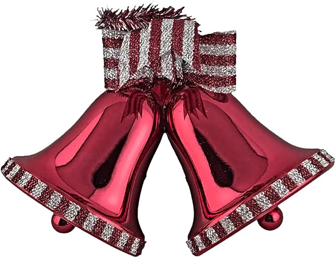 Red Christmas Bell Hanging Decoration Set of 2, 16.5cm