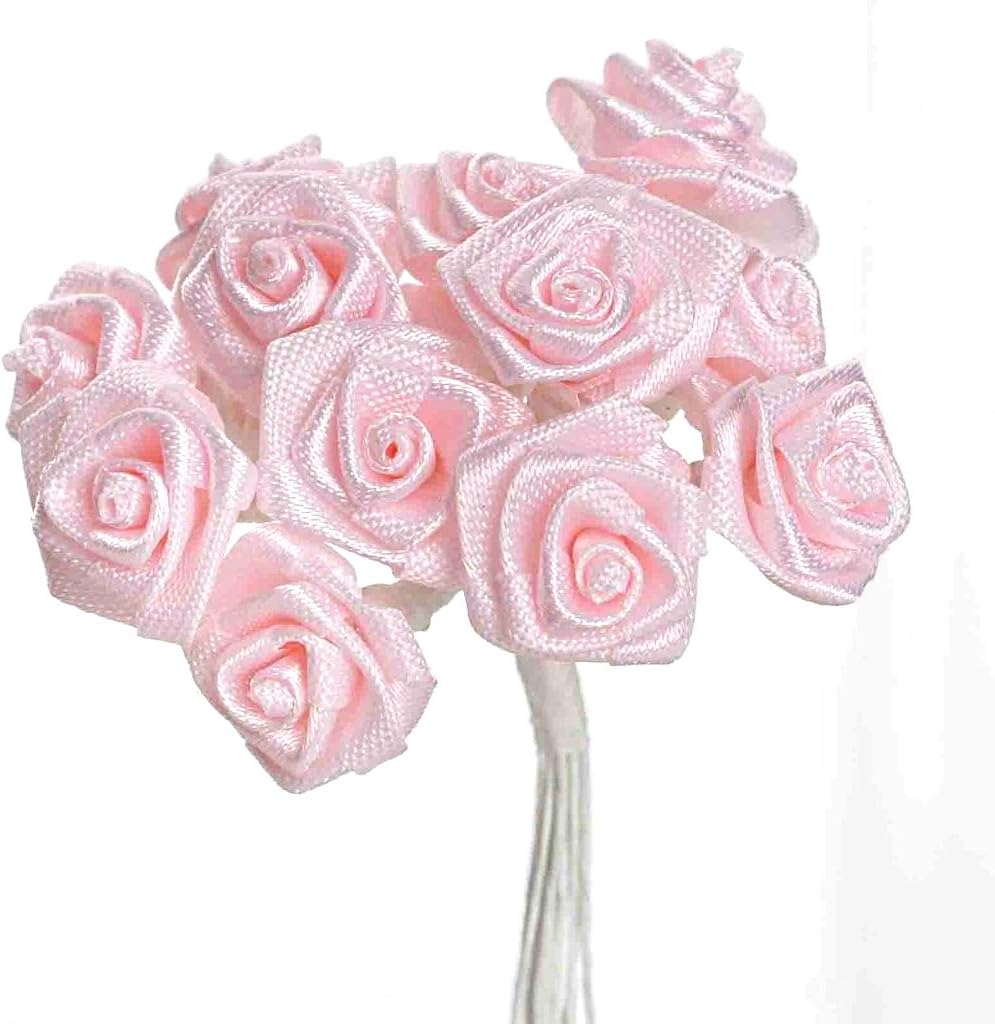 Party Favors Plus Light Pink Mini Wrap Rose Wedding Flower Pick 144 Count