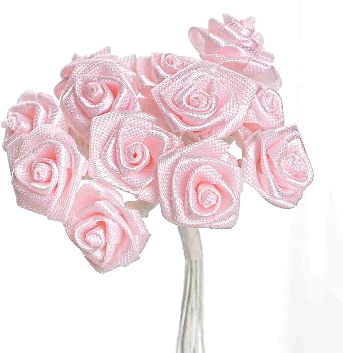 Party Favors Plus Light Pink Mini Wrap Rose Wedding Flower Pick 144 Count