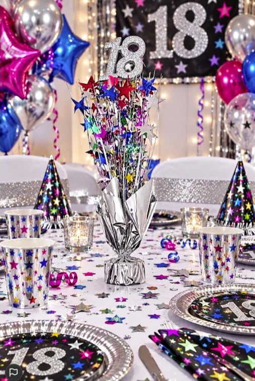 Multicolored Stars 18th Birthday Balloon Weight Centerpieces, 2 Pieces
