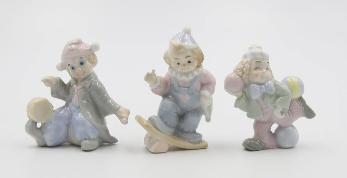 Cosmos Gifts Fine Porcelain Children Performing Clown Acts Set of 3 Figurines 3" H
