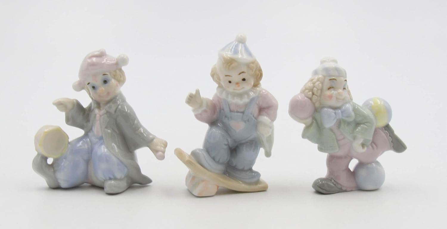 Cosmos Gifts Fine Porcelain Children Performing Clown Acts Set of 3 Figurines 3" H